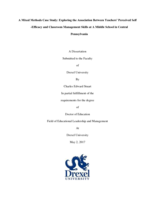 A mixed methods case study: exploring the association between teachers' perceived self-efficacy and classroom management skills at a middle school in central Pennsylvania