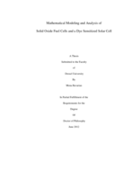 Mathematical modeling and analysis of solid oxide fuel cells and a dye sensitized solar cell