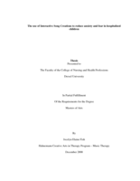 The Use of Interactive Song Creations to Reduce Anxiety and Fear in Hospitalized Children