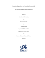 Solution deposited and modified iron oxide for enhanced solar water splitting