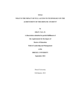 What is the impact of full access to technology on the achievement of the Hispanic student?
