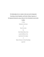 The relationships between academic achievement and the independent functioning, emotion regulation, and decision making components of developmental immaturity among adolescent girls in residential juvenile justice