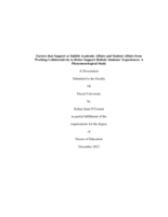 Factors that support or inhibit academic affairs and student affairs from working collaboratively to better support holistic students' experiences: a phenomenological study