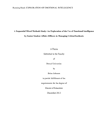 A Sequential Mixed Methods Study: An Exploration of the Use of Emotional Intelligence by Senior Student Affairs Officers in Managing Critical Incidents