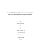 Does coping style moderate the relationship between irritable bowel syndrome related stressors and psychological distress in a clinical IBS population?