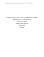 Hand off communication tool between nursing staff and provider for reducing 30 day hospital readmission in an assisted living facility