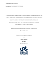 A mixed methods approach: reaching a common understanding of the rating of teacher effectiveness and its perceived impact on student learning among New Jersey high school teachers and administrators using the Stronge Teacher Effectiveness Performance Evaluation System