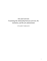 Arts and activism: examining the relationship between activism, the institution, and the arts administrator