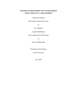 Measuring learning modalities with neuropsychological memory measures in a college population