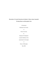 Dissociation of vascular dementia and Alzheimer's disease using a sequential working memory and recognition task