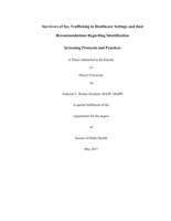 Survivors of sex trafficking in healthcare settings and their recommendations regarding identification screening protocols and practices