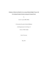 Utilization of Behavioral Health Services among Medicaid-Eligible Women with Pre-Existing Psychiatric Disorders during the Perinatal Period