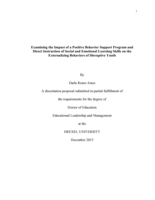 Examining the impact of a positive behavior support program and direct instruction of social and emotional learning skills on the externalizing behaviors of disruptive youth
