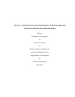 Interactive visualization systems and data integration methods for supporting discovery in collections of scientific information