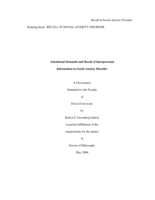 Attentional demands and recall of interpersonal information in social anxiety disorder