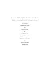 Comparison of beliefs and attitudes toward internalizing disorders relative to externalizing disorders in children and adolescents