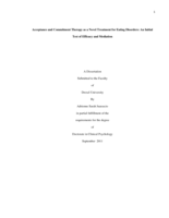 Acceptance and commitment therapy as a novel treatment for eating disorders: an initial test of efficacy and mediation