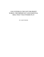 Volunteers in the not-for-profit world: the important and essential role that volunteers play