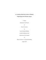 An acceptance-based intervention to minimize weight regain after bariatric surgery