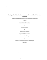 The impact that talent/audience interactions have on the reality television landscape: an analysis of Season Two of The Real Housewives of New Jersey