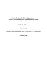 Better practices for better organizations: effective networking for arts organizations and artists