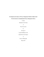 Development and analyses of privacy management models in online social networks based on communication privacy management theory