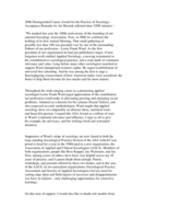 2006 Distinguished Career Award for the Practice of Sociology: Acceptance remarks by Art Shostak
