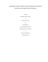 Computational analyses, methods, and tools supporting cancer biomarker identification and targeted therapy development