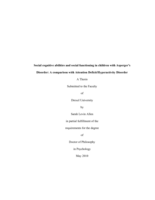 Social cognitive abilities and social functioning in children with Asperger's disorder: a comparison with attention deficit/hyperactivity disorder