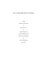 Essays on auditor quality and non-GAAP earnings