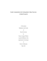 Faculty communication in the undergraduate college classroom: a student perspective