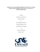 Experiences of sexual and physical intimacy from the voices of African American female childhood sexual abuse (CSA) survivors: a phenomenological study