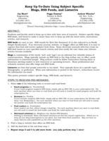 Keep up-to-date using subject specific blogs, RSS feeds, and listservs