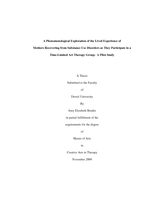 A phenomenological exploration of the lived experience of mothers recovering from substance use disorders as they participate in a time-limited art therapy group: a pilot study