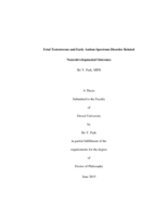 Fetal testosterone and early autism spectrum disorder related neurodevelopmental outcomes