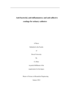 Anti-bacterial, anti-inflammatory and anti-adhesive coatings for urinary catherers