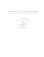 Characterizing herpes simplex virus Type 1 replication kinetics, latency, and reactivation in the lip scarification model of infection and disease
