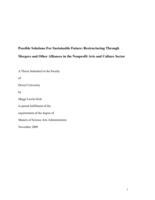 Possible solutions for sustainable future: restructuring through mergers and other alliances in the nonprofit arts and culture sector