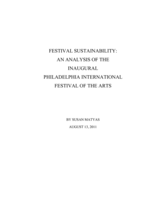 Festival sustainability: an analysis of the inaugural Philadelphia International Festival of the Arts