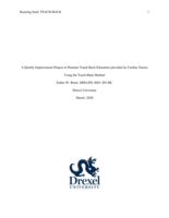 A Quality Improvement Project to Promote Teach-Back Education provided by Cardiac Nurses Using the Teach-Back Method