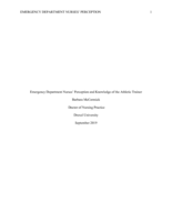Emergency department nurses' perception and knowledge of the athletic trainer: the impact of interprofessional collaboration for secondary school students evaluated in the emergency department