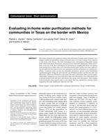Evaluating in-home water purification methods for communities in Texas on the border with Mexico