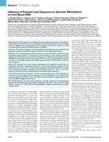 Influence of Prenatal Lead Exposure on Genomic Methylation of Cord Blood DNA