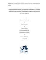 A phenomenological exploration of comprehensive exam efficacy to understand student and faculty perception about its influence on their learning outcomes and teaching efficacies