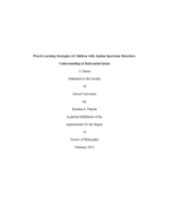 Word-Learning Strategies of Children with Autism Spectrum Disorders: Understanding of Referential Intent