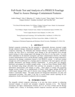 Full-Scale Test and Analysis of a PRSEUS Fuselage Panel to Assess Damage-Containment Features