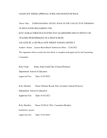 Ethnographic study: what is the collective thinking of educators regarding the key characteristics of effective leadership and its effect on teacher performance in a high school located in a central New Jersey school district