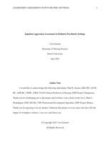 Inpatient Aggression Assessment in Pediatric Psychiatric Settings