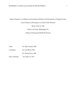Patient perspectives on barriers and facilitators related to the recruitment of Hispanic/Latinx cancer patients as participants in clinical trials research