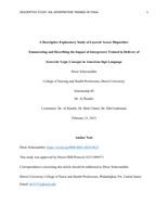 A descriptive exploratory study of layered access disparities: enumerating and describing the impact of interpreters trained in delivery of syncretic yogic concepts in American Sign Language